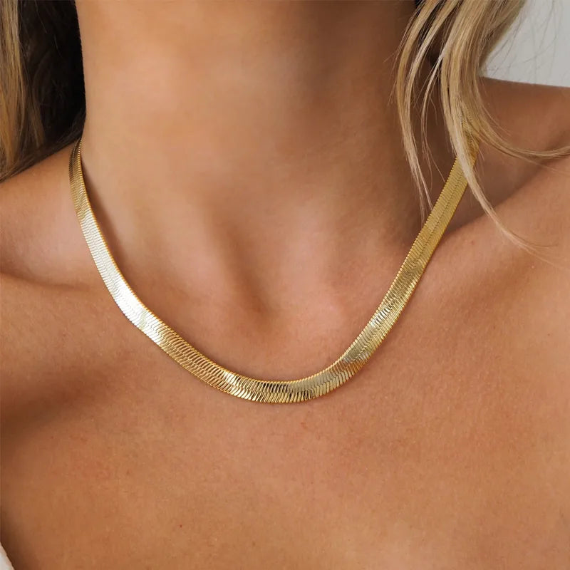 Gold Herringbone Necklace