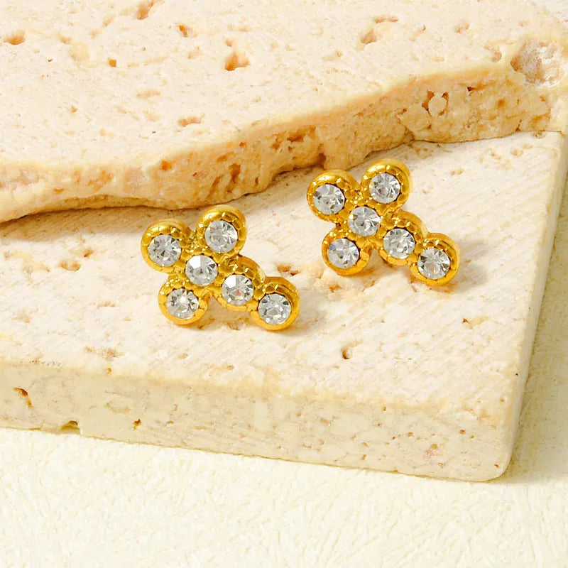 Golden Divine Cross Studs