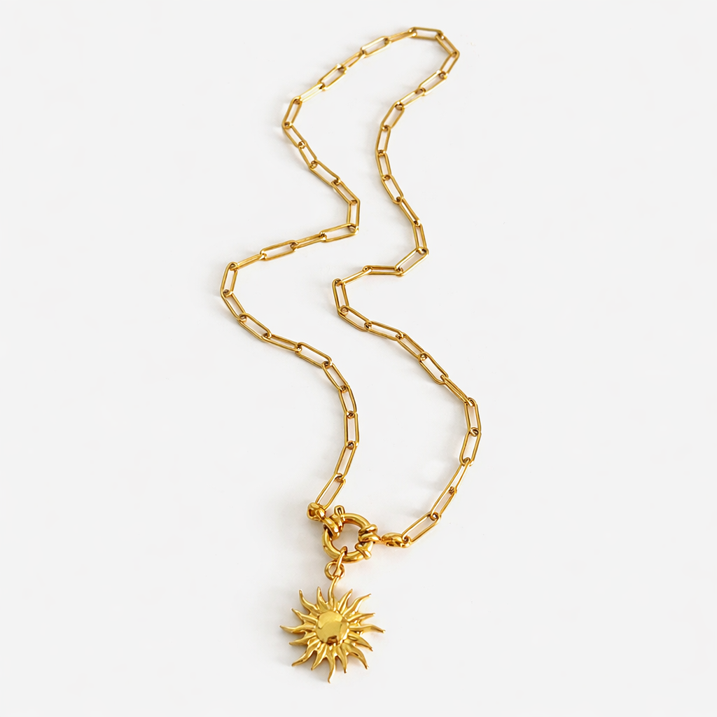 Luxury Gold Sun Pendant Necklace