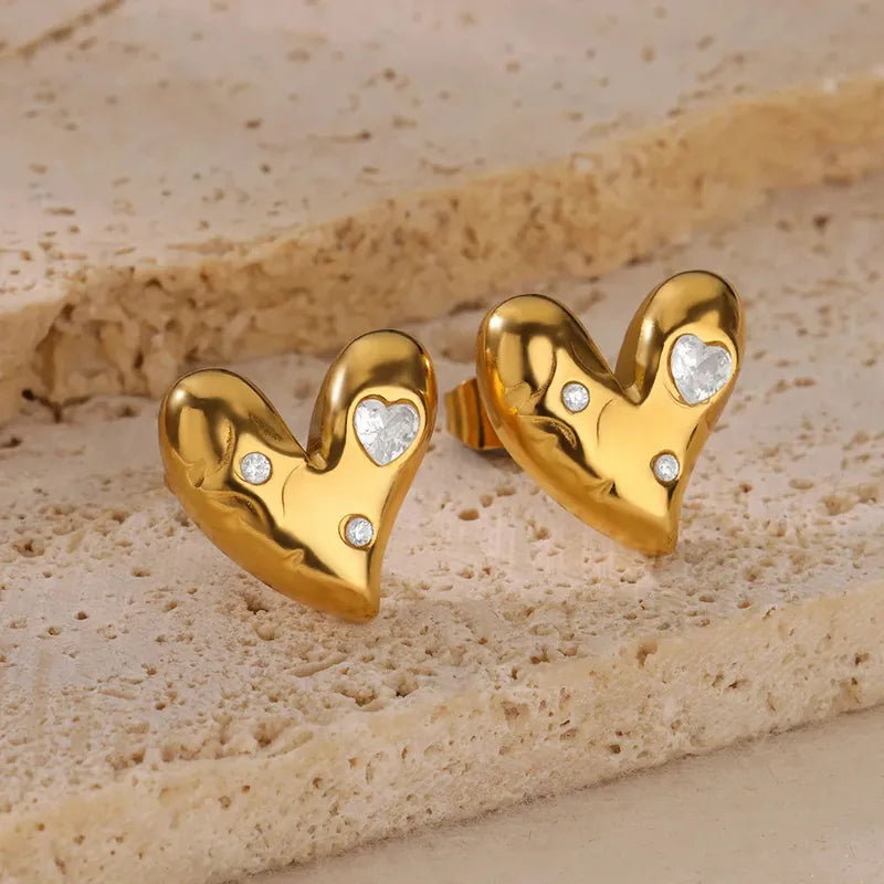 Melted Heart Zirconia Studs