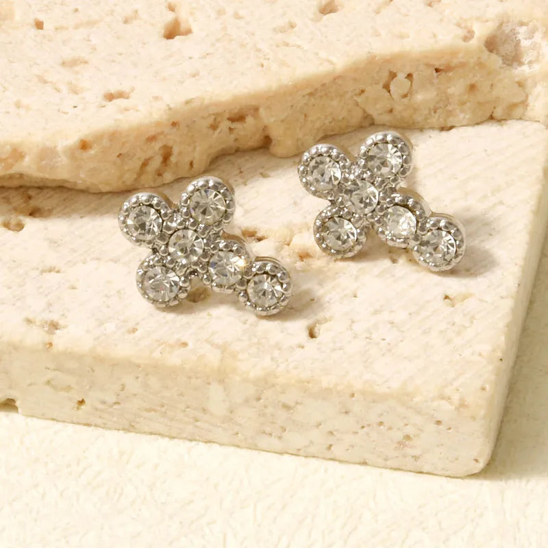 Sparkling Crystal Cross Studs